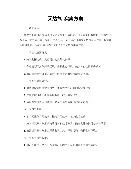 天然气 实施方案