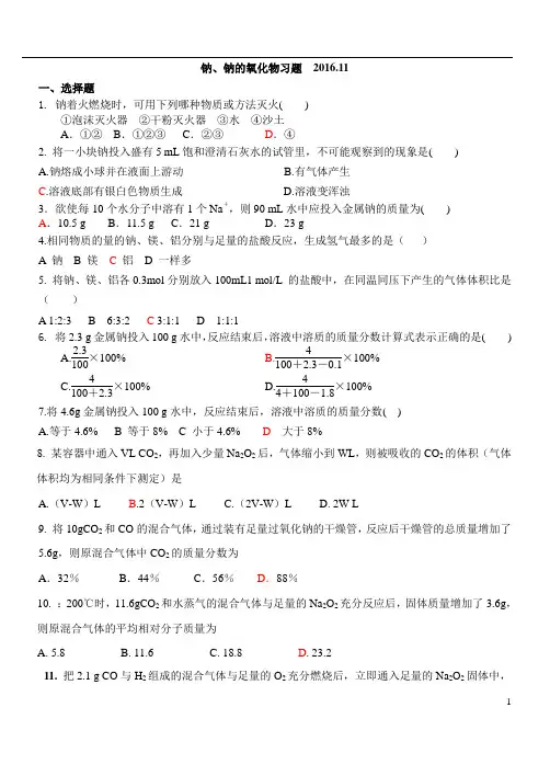 钠的氧化物习题