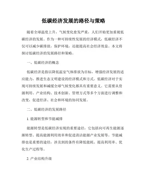 低碳经济发展的路径与策略