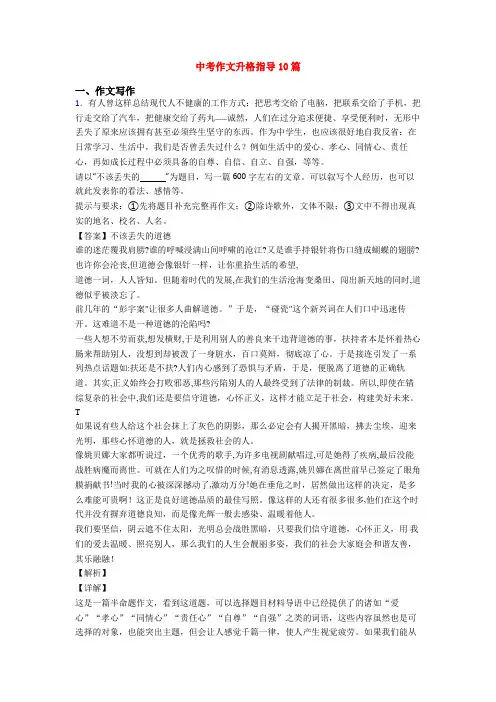 中考作文升格指导10篇