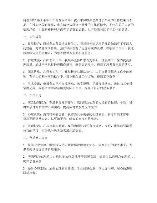 精神病半年工作总结