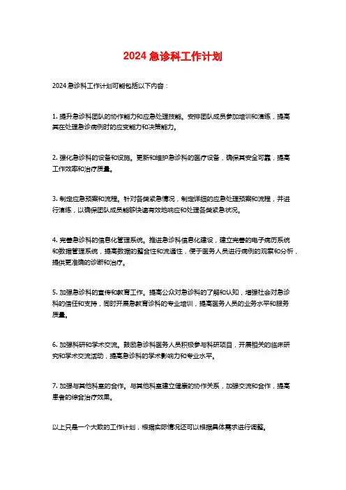 2024急诊科工作计划