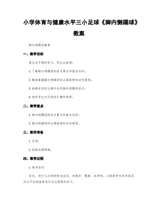 小学体育与健康水平三小足球《脚内侧踢球》教案