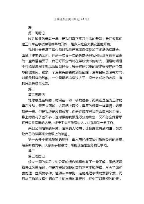 计算机专业实习周记（6周）_实习周记_