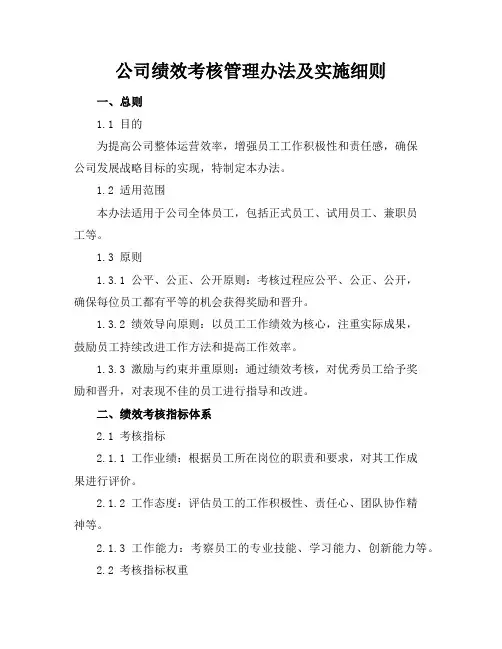 公司绩效考核管理办法及实施细则-20220423113658