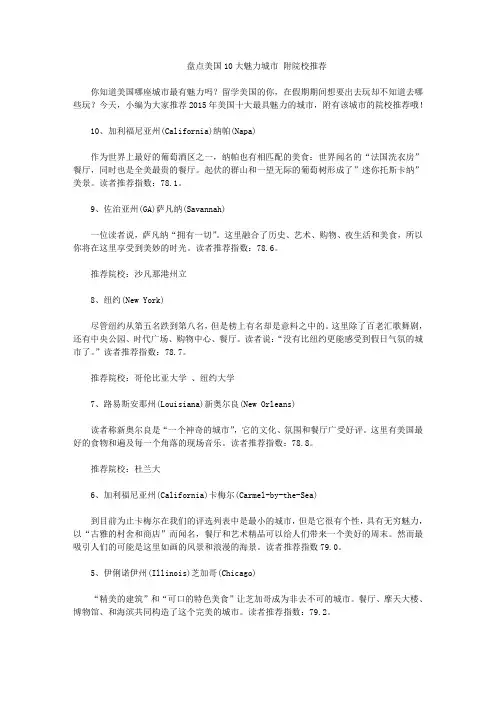 盘点美国10大魅力城市 附院校推荐