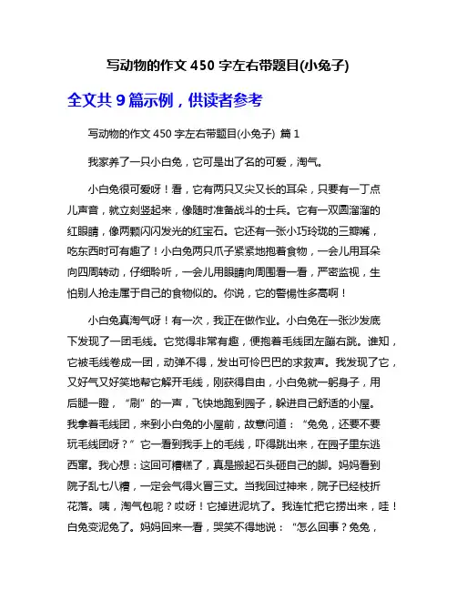 写动物的作文450字左右带题目(小兔子)