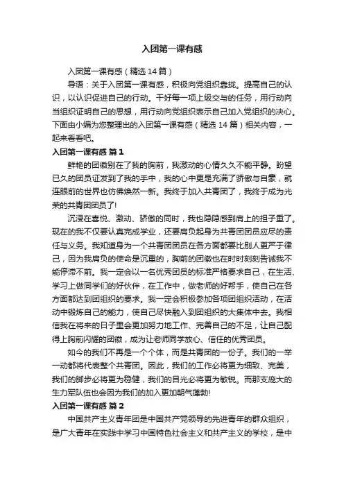 入团第一课有感（精选14篇）