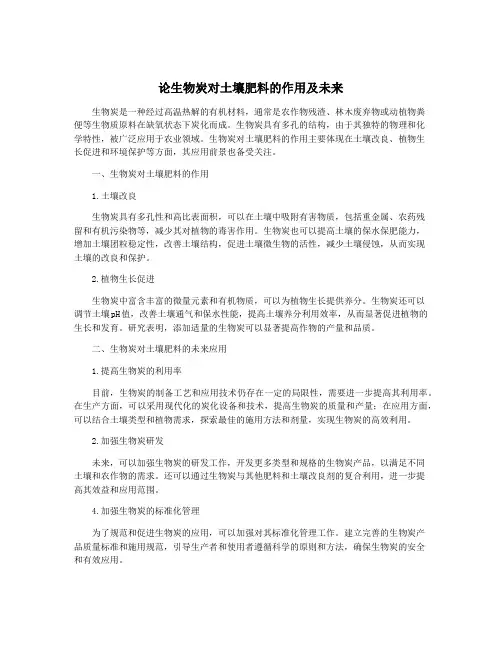 论生物炭对土壤肥料的作用及未来