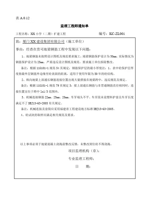 监理通知单范文_2