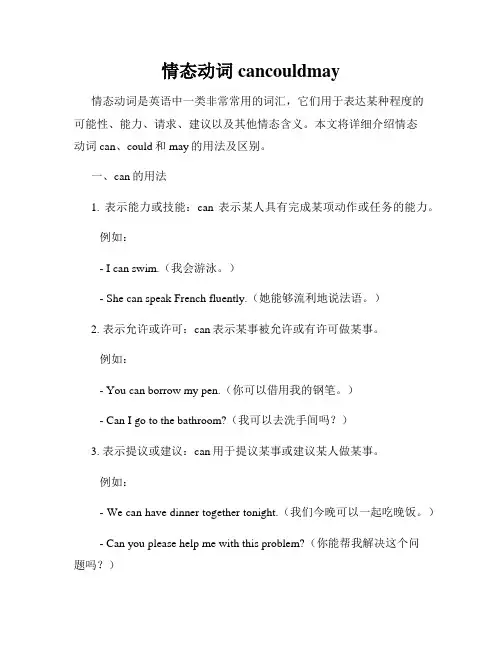 情态动词cancouldmay