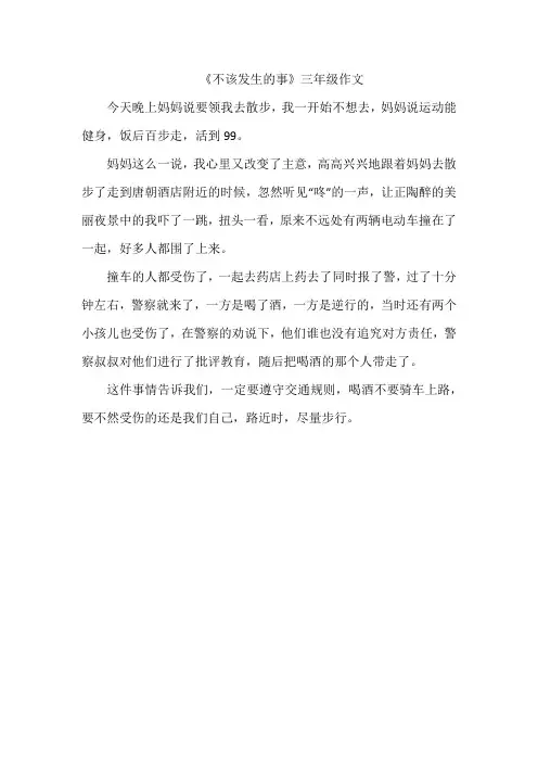 《不该发生的事》三年级作文