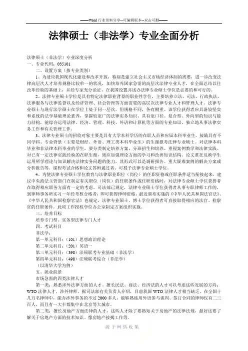 法硕(非法学)专业全面分析