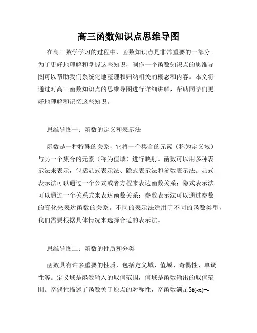 高三函数知识点思维导图