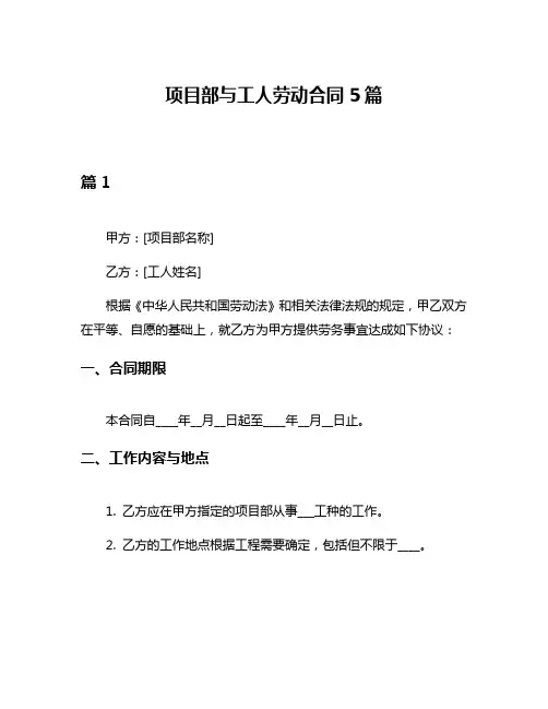 项目部与工人劳动合同5篇