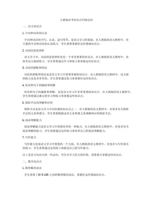 人教版必考知识点归纳总结