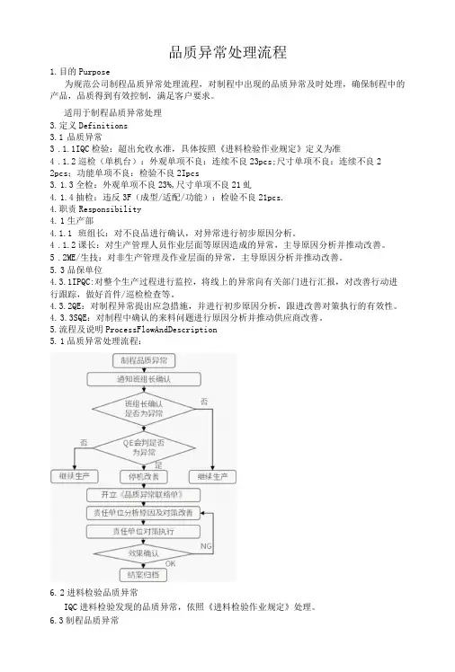 品质异常处理流程