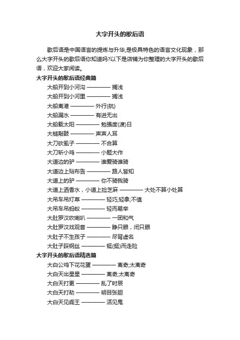 大字开头的歇后语