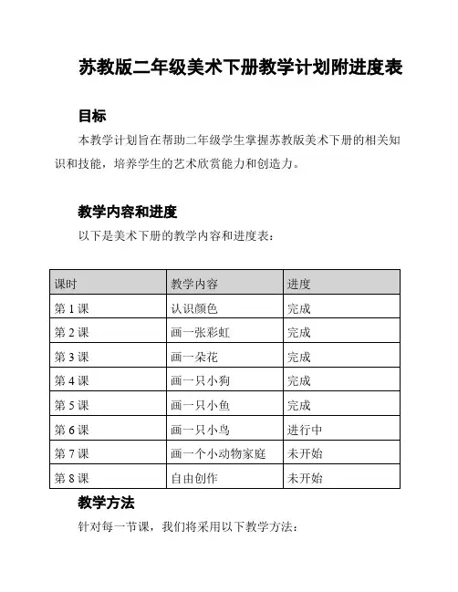 苏教版二年级美术下册教学计划附进度表