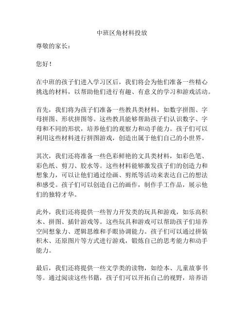 中班区角材料投放