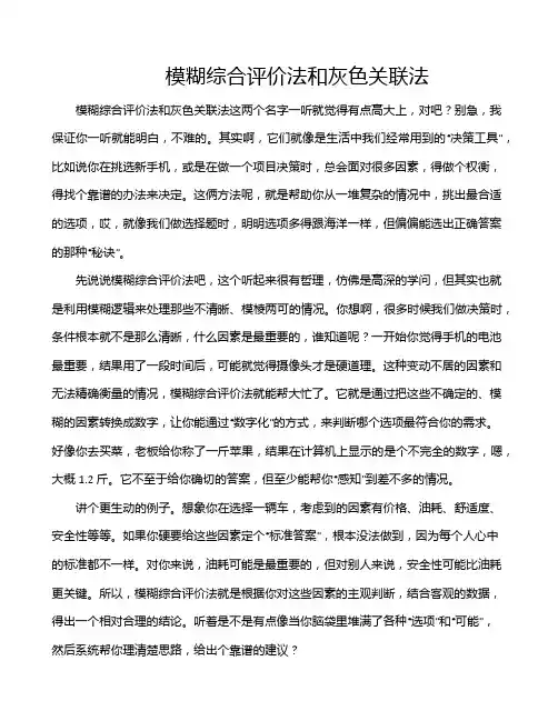 模糊综合评价法和灰色关联法