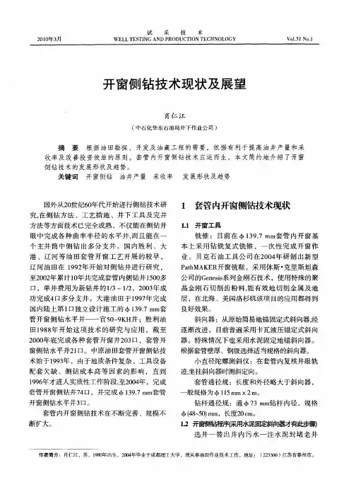 开窗侧钻技术现状及展望