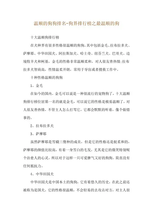 温顺的狗狗排名-狗界排行榜之最温顺的狗