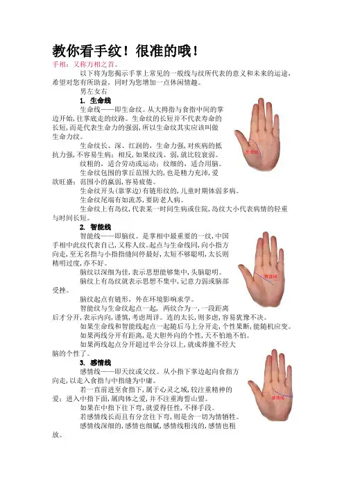 教你看手纹!很准的哦!