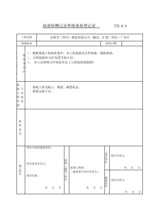 厂房C地基验槽记录