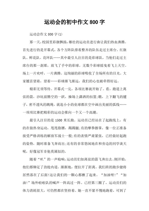 运动会的初中作文800字
