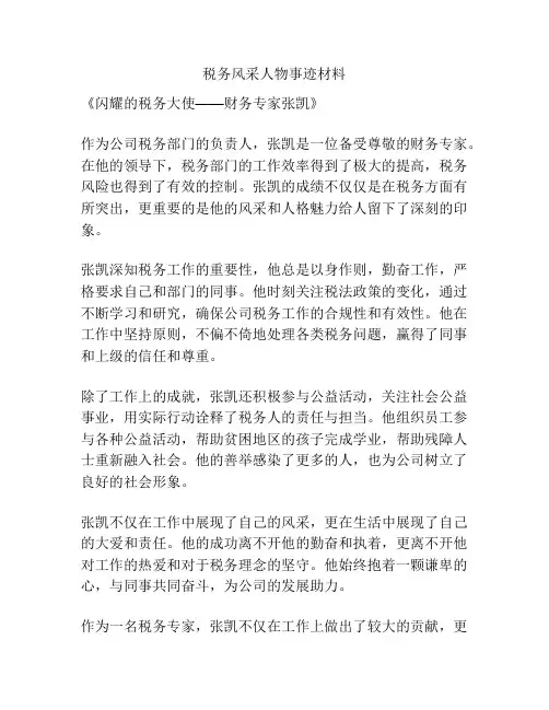 税务风采人物事迹材料