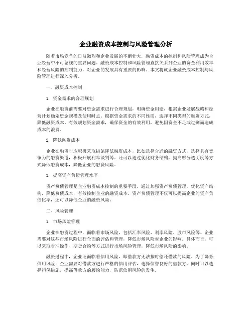 企业融资成本控制与风险管理分析