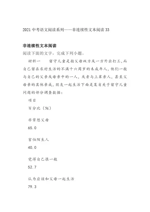 2021年中考语文阅读系列-非连续性文本阅读33