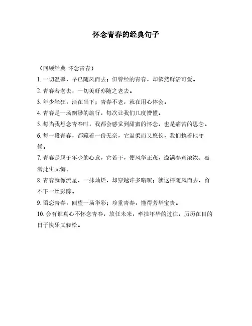 怀念青春的经典句子