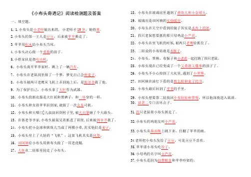 《小布头奇遇记》阅读检测题及答案