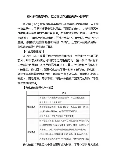 碳化硅发展趋势、难点痛点以及国内产业链解析