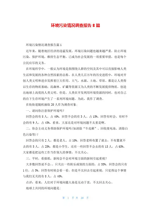环境污染情况调查报告8篇
