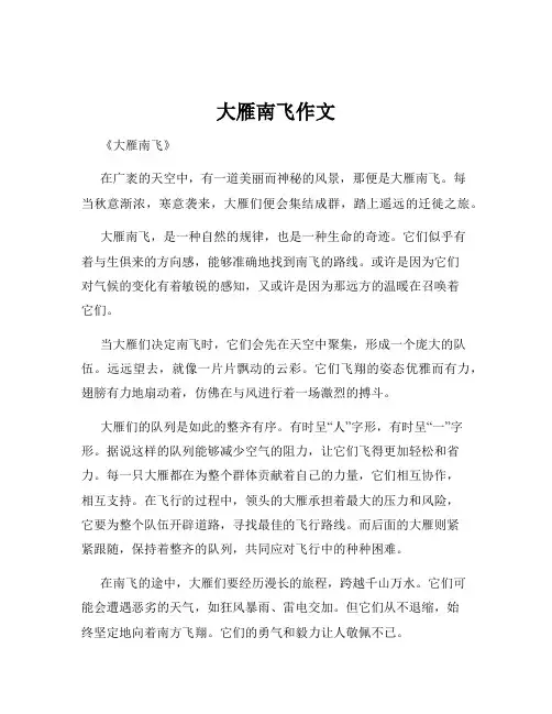大雁南飞作文
