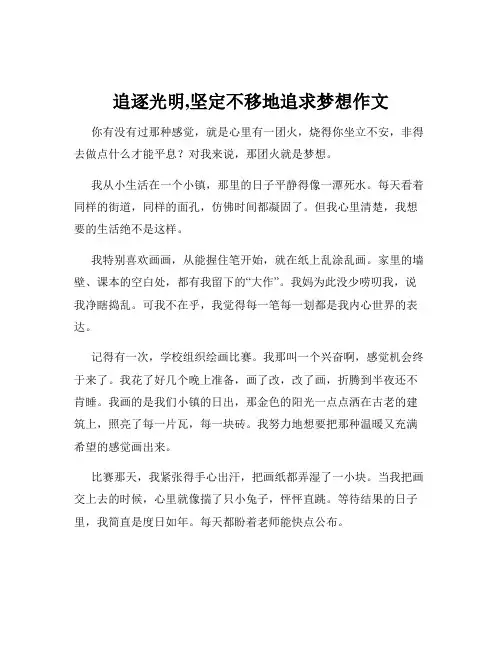 追逐光明,坚定不移地追求梦想作文