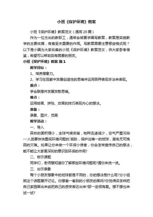 小班《保护环境》教案