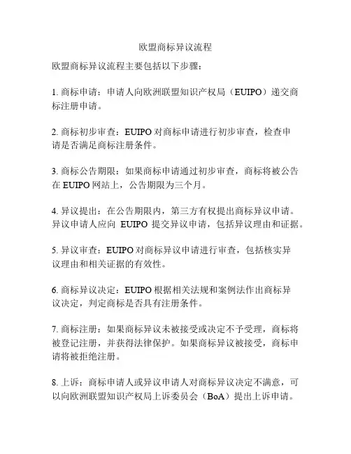欧盟商标异议流程