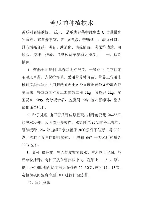 苦瓜的种植技术