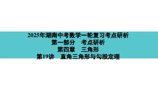 2025年湖南中考数学一轮复习考点研析 第四章 三角形第19讲 直角三角形与勾股定理