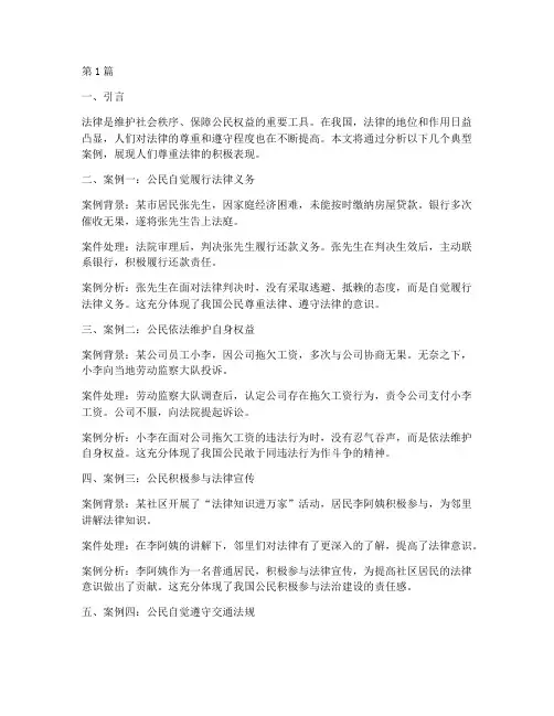 人们尊重法律的案例(3篇)