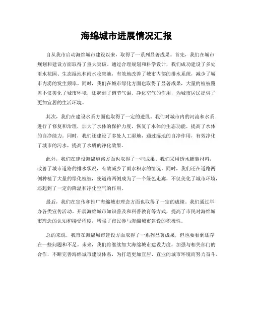 海绵城市进展情况汇报