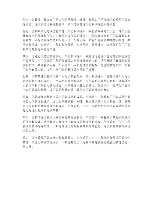 教师的团队训练心得体会