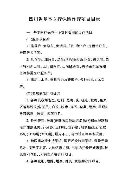 四川省基本医疗保险诊疗项目目录-推荐下载