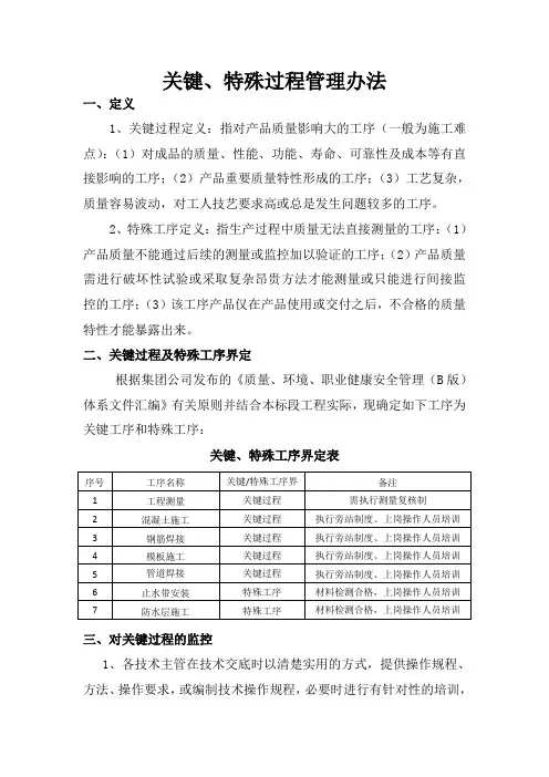 特殊关键过程管理办法