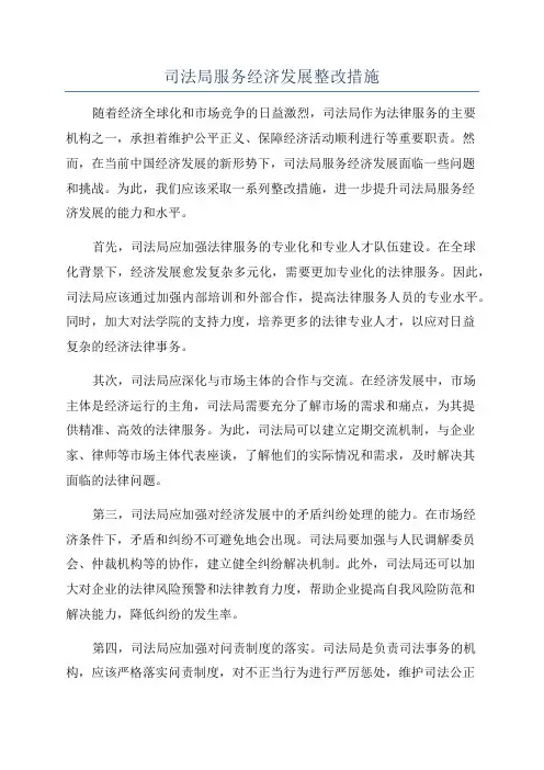 司法局服务经济发展整改措施