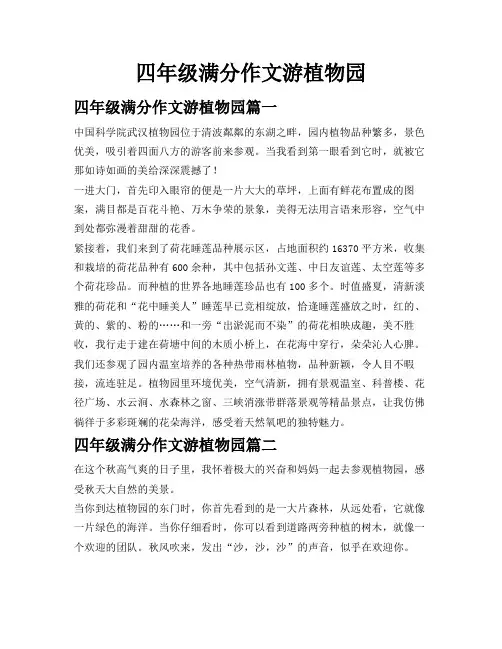 四年级满分作文游植物园